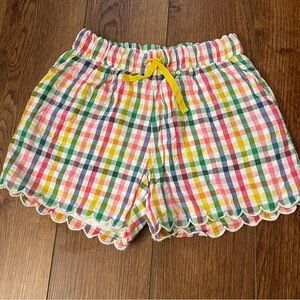 Hanna Andersson colorful plaid gingham short with Scalloped Hem size 10